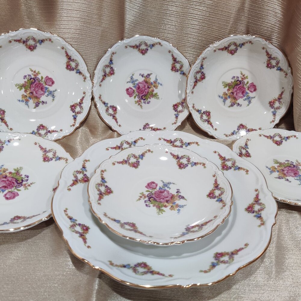 Vintage Dessert plates, MITTERTEICH Bavaria, Meissen floral, GERMANY.